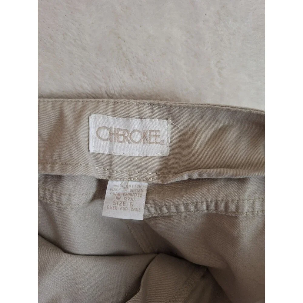 Y2K Denim Canvas Skort Cherokee Womans 6 Khaki Wrap Front Retro Cargo Hiking NWT